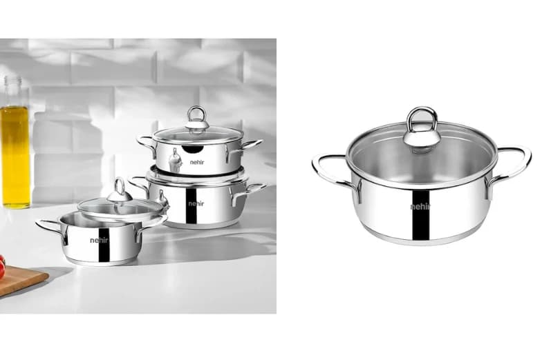 Nehir Silver 6 Parça Paslanmaz Çelik Mini Tencere Seti (12-14-16 cm) - 1299 TL