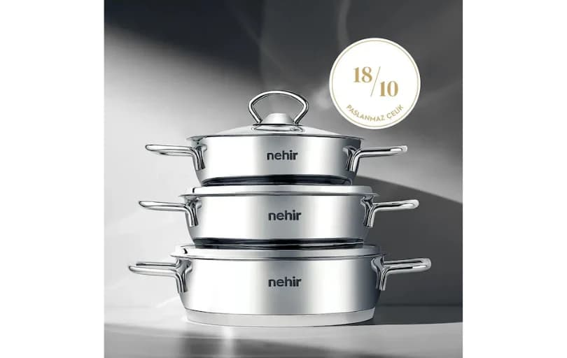 Nehir Silver 6 Parça Sahan Seti (16-18-20 CM) Sepette Kuponla 1053 TL