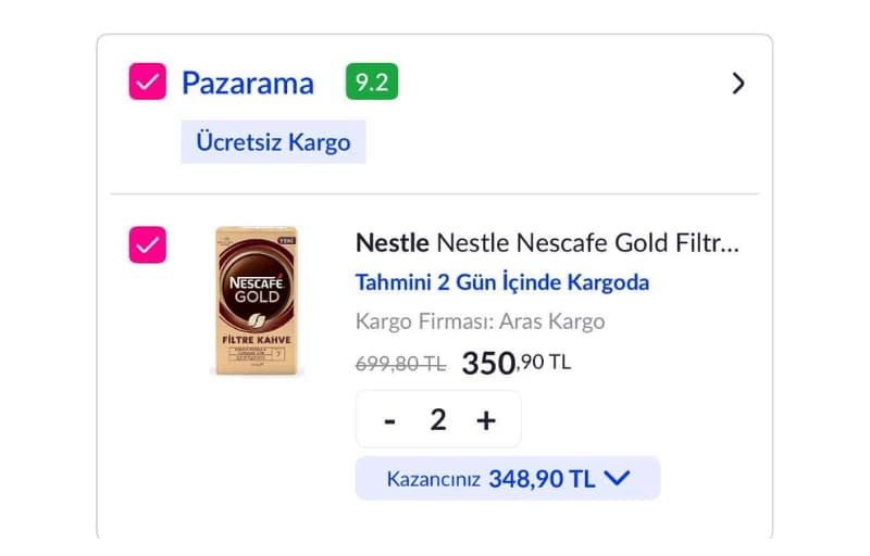 Nescafe Gold Filtre Kahve 500 GR 2'li Alımda Tanesi 175 TL