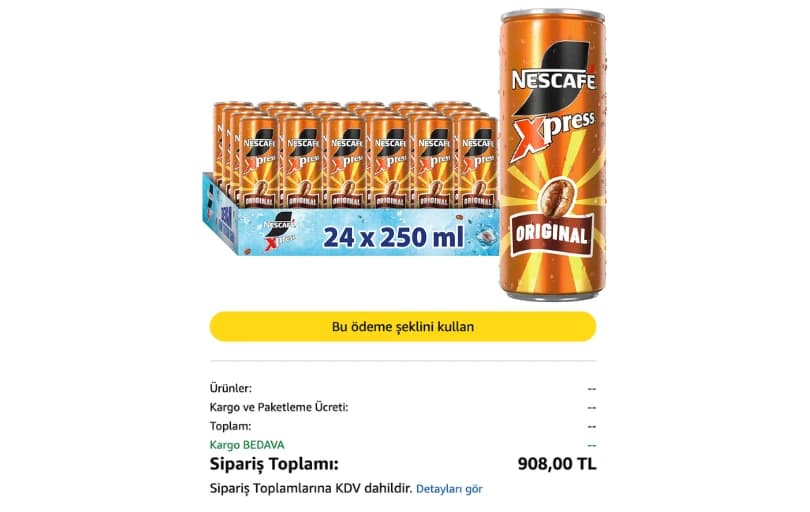 Nescafe Orjinal Xpress Soğuk Içecek 250 Ml 24 Adet 908₺ (kargo Bedava)