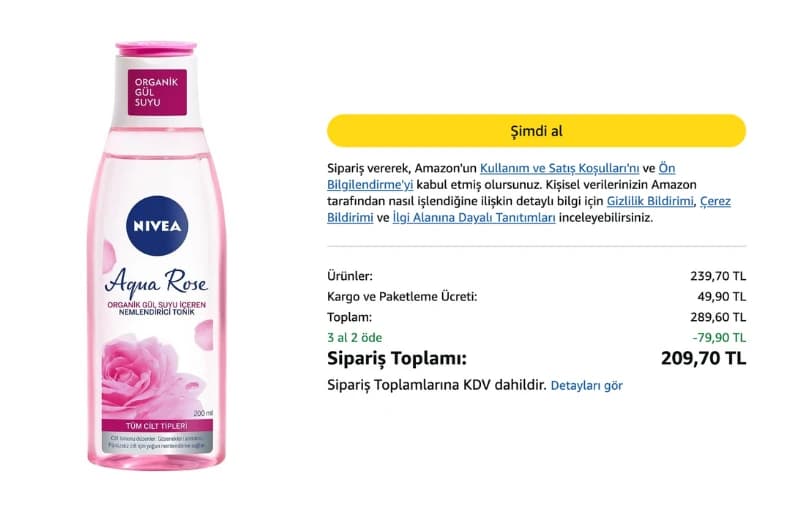 Nıvea Aqua Rose Organik Gül Suyu İçeren Nemlendirici Tonik (200 Ml) 79 TL (3 Adet Alımda 70 TL)