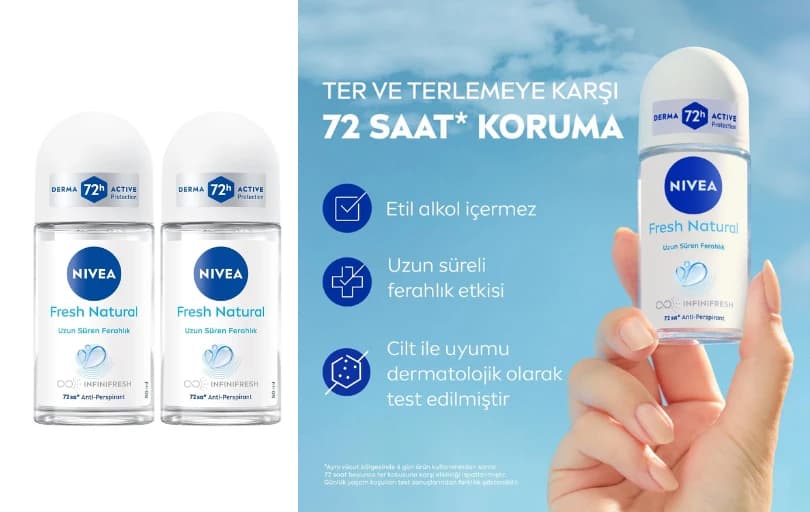 Nivea Kadın Roll on Deodorant Fresh Natural 50 ml (53.5 TL)