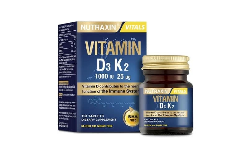 Nutraxin D3k2 120 Tablet - 1000 Iu D3 Vitamini, 25 Mcg K2 Vitamini 168tl