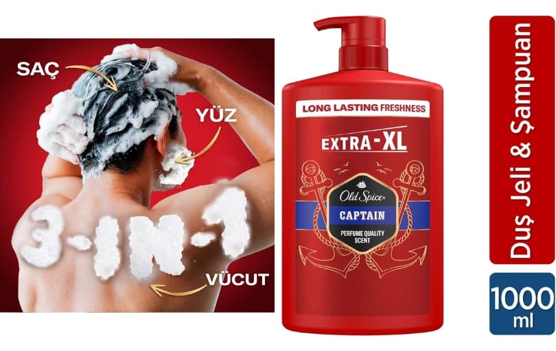 Old Spice Captain Erkek Duş Jeli ve Şampuan 1000 ml XXL Büyük Boy (329 TL)
