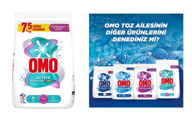 Omo Active Beyazlar & Renkliler Toz Deterjanı 7.5 Kg 357 TL (Kargo Ücretsiz)