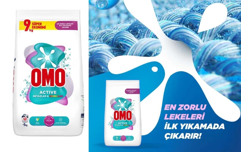Omo Active Beyazlar ve Renkliler için Toz Çamaşır Deterjanı - 9 kg, 319 TL