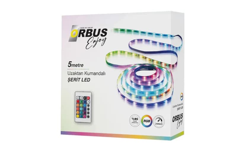Orbus Uzaktan Kumandalı Rgb Şerit Led 5 Metre 189 TL ( Ücretsiz Kargo)