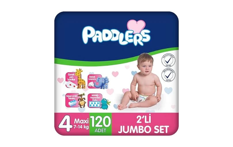 Paddlers Bebek Bezi 4 Numara Maxi (7-14 Kg) 120 Adet 401tl (6 Ayın En Düşük Fiyatı)