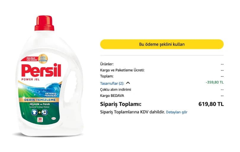 Persil Okyanus Ferahlığı Jel 38 Yıkama 309₺ (3 Adet Alımda 175₺)