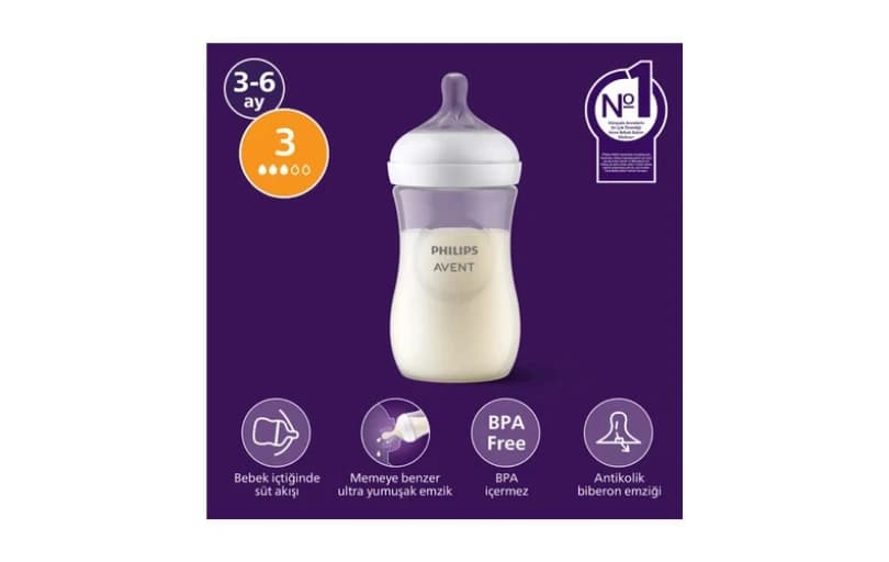 Philips Avent Doğal Tepkili Biberon Pp, 260ml, 3-6 Ay 679tl