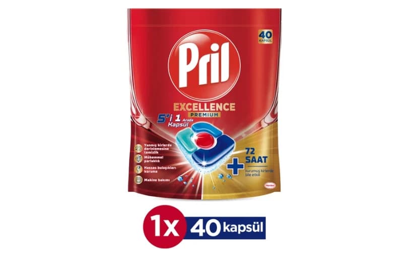 Pril Excellence Tablet Bulaşık Makinesi Deterjanı 40 Kapsül 5’i 1 Arada Premium 458tl