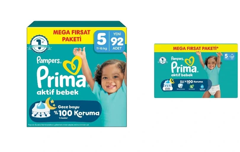 Prima Aktif Bebek 5 Numara 92 Adet Sepette 699,20 TL