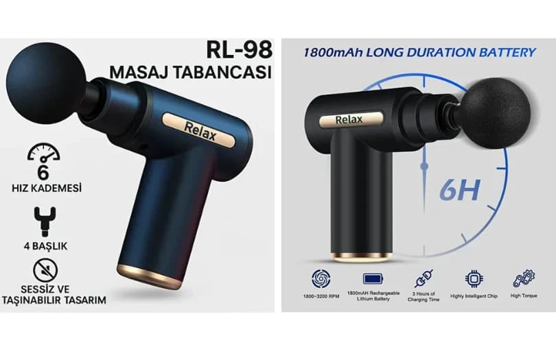 Relax 6 Kademeli Boyun Bel Sırt Bacak Ayak Mini Masaj Tabancası - 299 TL