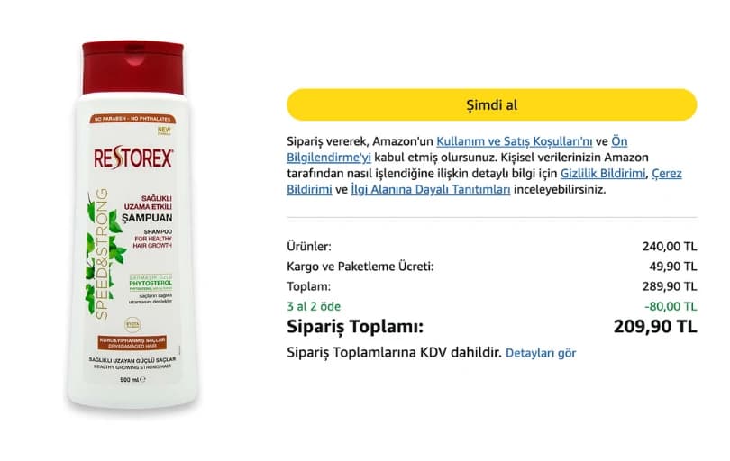 Restorex Kuru & Yıpranmış Saçlar İçin Şampuan 500 Ml 80 TL (3 Adet Alımda 70 ₺)
