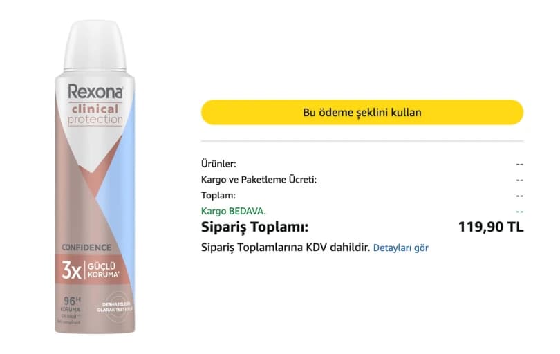 Rexona Clinical Protection Kadın Sprey Deodorant 119₺ (Kargo Bedava)