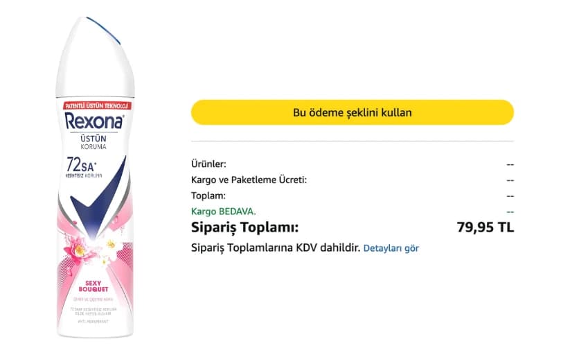Rexona Kadın Sprey Deodorant 150ml 79₺ (kargo Ücretsiz)