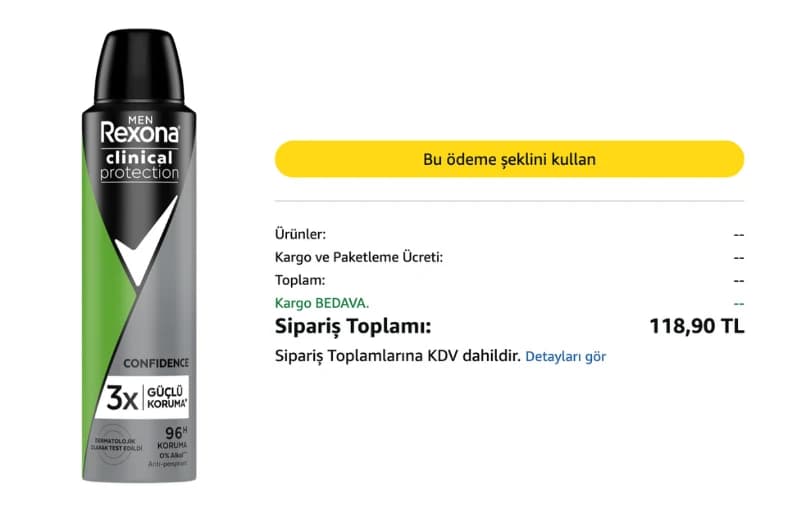 Rexona Men Clinical Protection Erkek Sprey Deodorant 118 TL (Kargo Bedava)