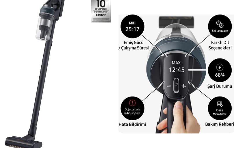 Samsung Şarjlı Dikey Süpürge Sepette Kuponla 12.999₺