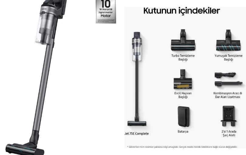 Samsung VS20B75ACR5/TR Jet 75E Şarjlı Dikey Süpürge 9.499 TL