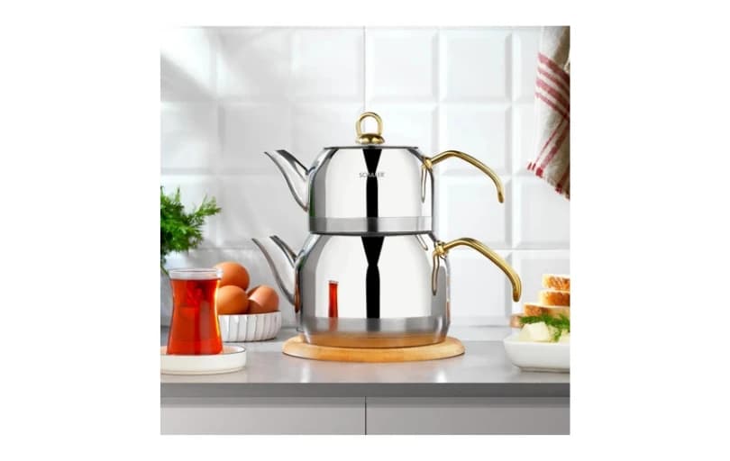 Schafer Ada Metal Büyük Boy Çelik Çaydanlık Takımı Altın 1.319tl
