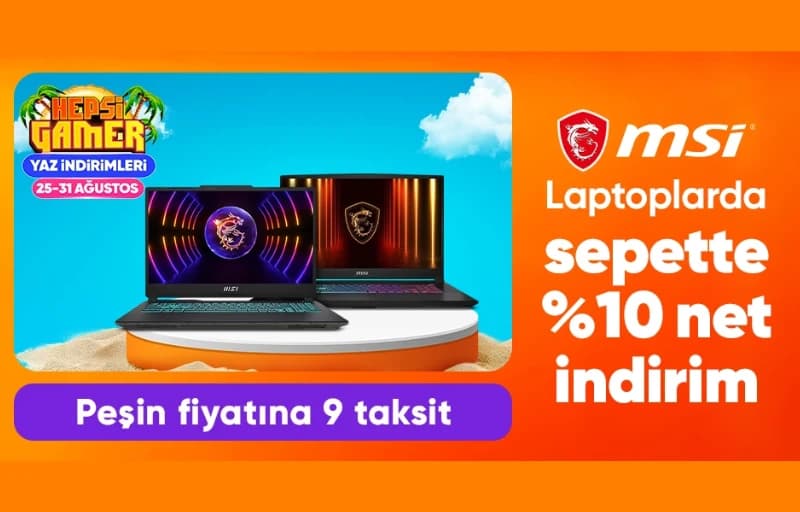 Seçili MSI Laptoplarda Sepette %10 İndirim!