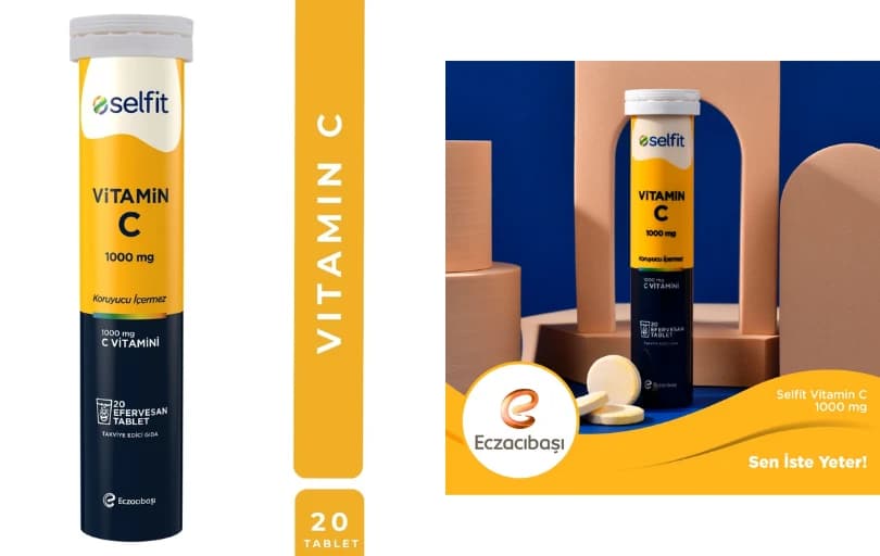 Selfit Vitamin C 1000 Mg 20 Efervesan Tablet 109₺ (2 Adet Alımda 82₺)