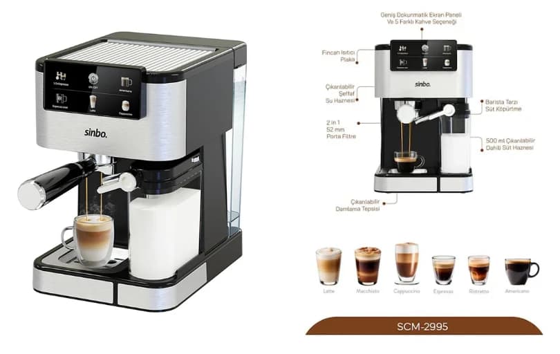 Sinbo Kapsül Kahve Aparatlı Espresso Makinesi 4.399 TL