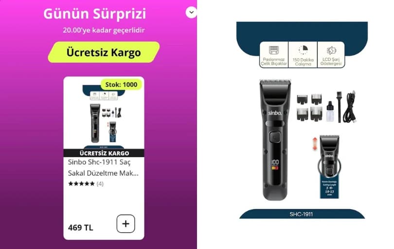 Sinbo Saç Sakal Düzeltme Makinesi 469₺ (kargo Bedava)