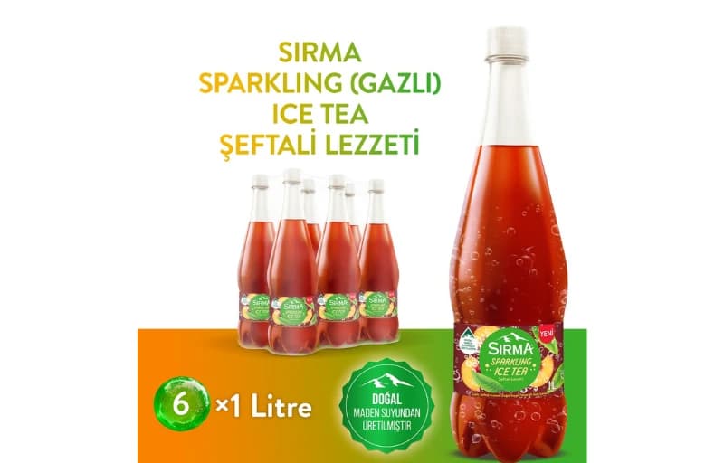 Sırma Sparkling Ice Tea Şeftali Lezzeti 6X1 Lt 186 TL (2 Adet Alımda 93 TL)