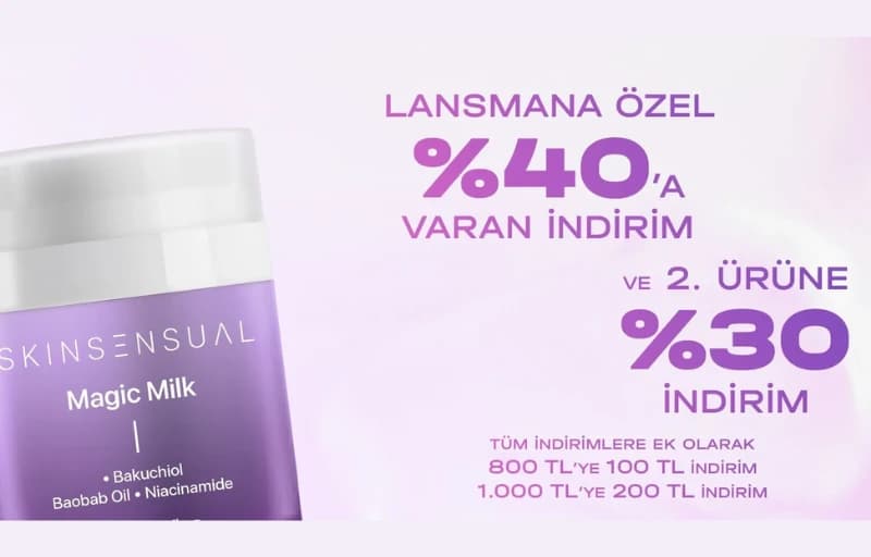Skin Sensual'da %40'a Ek Sepette 200 TL İndirim!