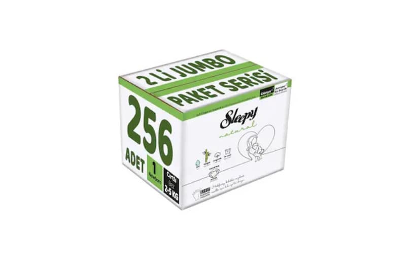 Sleepy Natural Bebek Bezi 1 Numara Yenidoğan Jumbo Paket 256 Adet 4'lü 901tl (6 Ayın En Düşük Fiyatı)