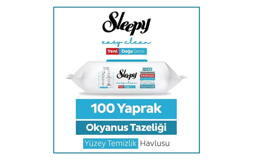 Sleepy Ocean Yüzey Temizlik Havlusu Mendili Okyanus Tazeliği 100 Yaprak 69tl