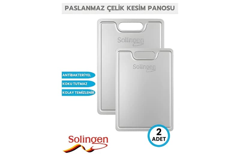 Solingen Paslanmaz Çelik Kesme Tahtası – 2 Adet Set 680 TL!