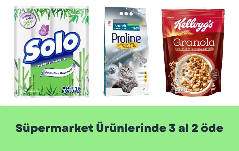 Süper Market Ürünlerinde 3 Al 2 Öde Fırsatı