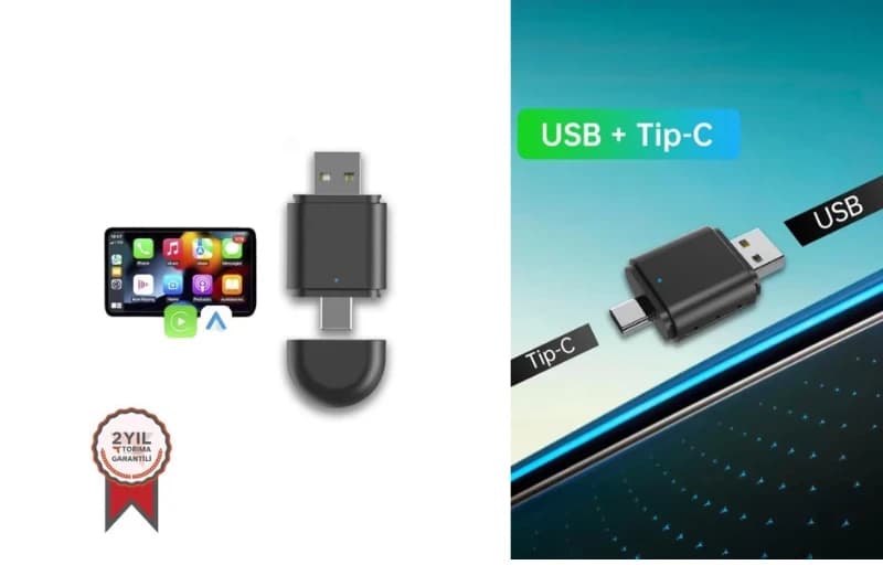 Torima Mini 2in1 Kablosuz CarPlay Dönüştürücü Adaptör 563 TL