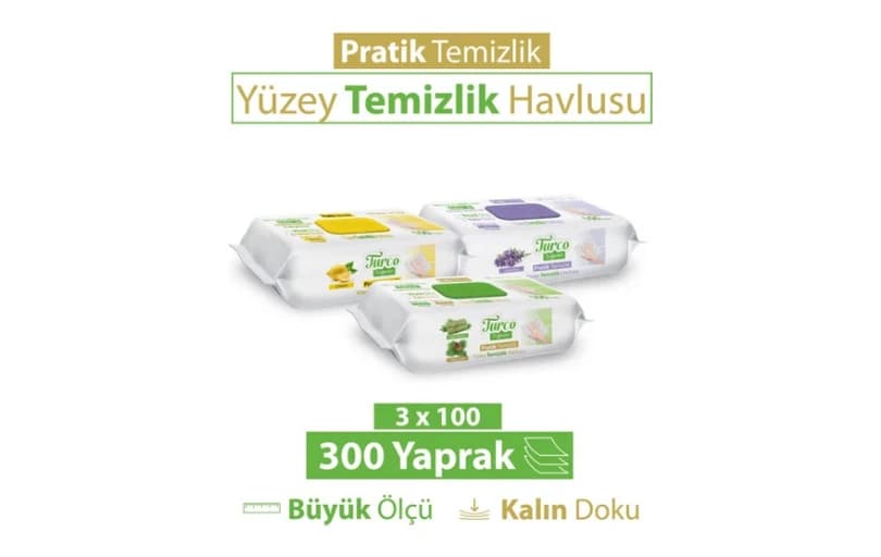 Turco Doğadan Pratik Yüzey Temizlik Havlusu 3 X 100 150 Tl