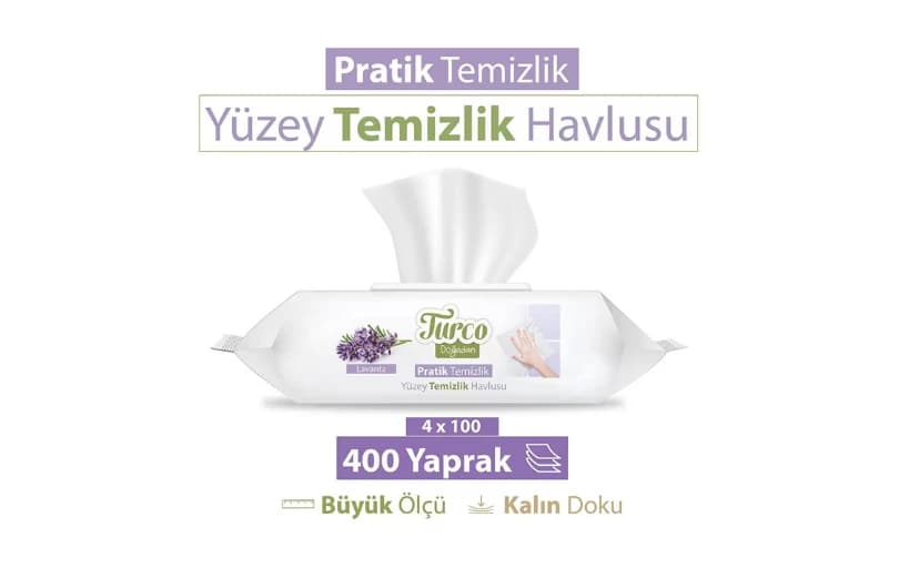 Turco Doğadan Pratik Yüzey Temizlik Havlusu 4x100 (400 Yaprak) - 157 TL