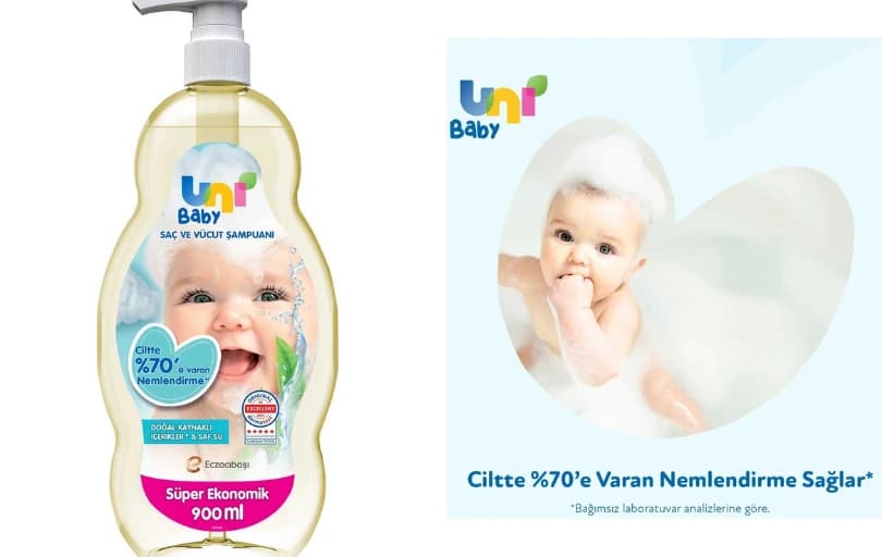 Uni Baby Şeffaf Bebek Şampuanı 900 Ml 119 TL (3 Adet Alımda 79 TL)