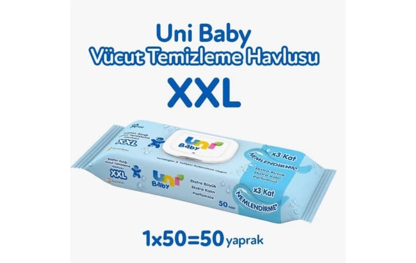 Uni Baby Vücut Temizleme Havlusu 2. ürün 1 TL ve İndirim Koduyla Adet Fiyatı 65 TL