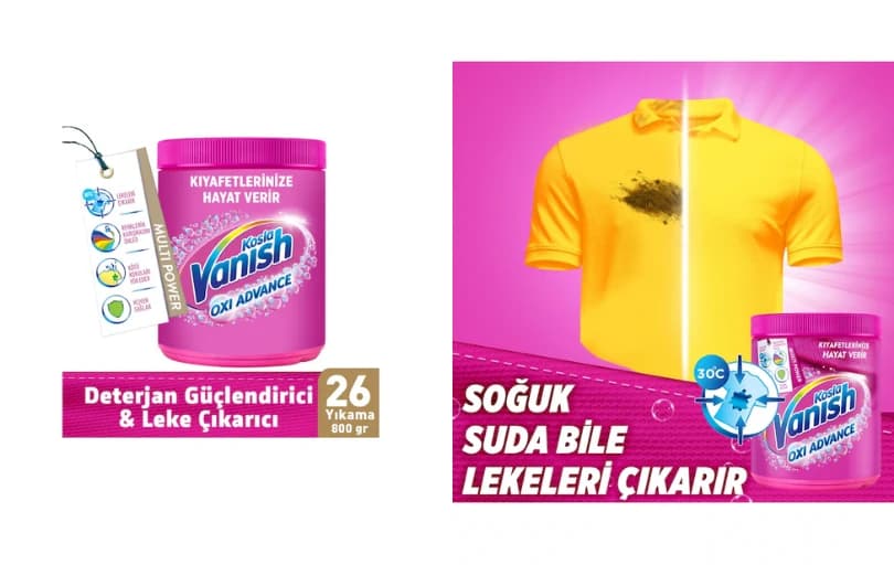 Vanish Leke Çıkartıcı & Deterjan Güçlendirici Toz Renkliler İçin 800 G - 199 TL