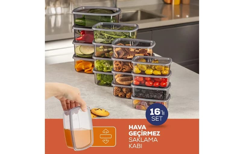 Vienev 16'lı Hava Geçirmez Saklama Kabı Seti 160 ₺ (Kargo Bedava)