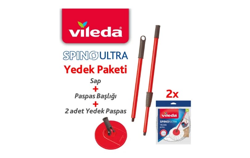 Vileda Spino Ultra Yedek Sap + Başlık + 2 Adet Yedek Paspas Paketi 549tl (6 Ayın En Düşük Fiyatı)