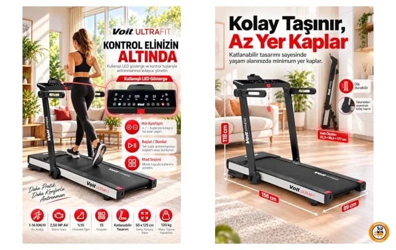 Voit Ultrafit Otomatik Eğimli Koşu Bandı 29.900 Tl