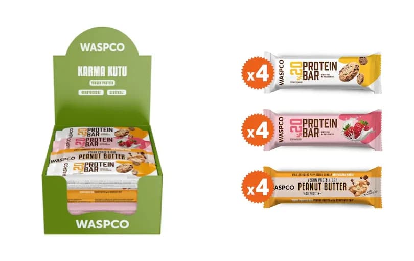 Waspco Protein Bar Karma Kutu 40G x 12 Adet 3 Çeşit 319₺