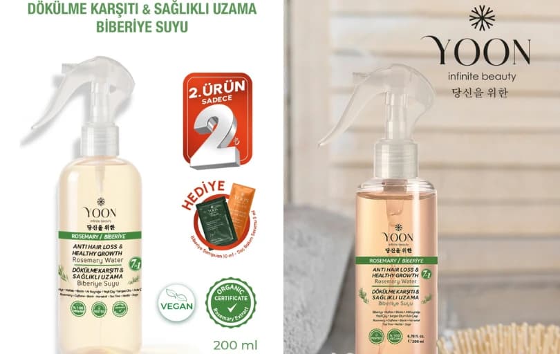 Yoon Saç Sağlıklı Hızlı Saç Uzamasına Yardımcı 7 Aktifli Biberiyeli Saç Bakım Suyu 249₺ (2 Adet Alımda 105₺)