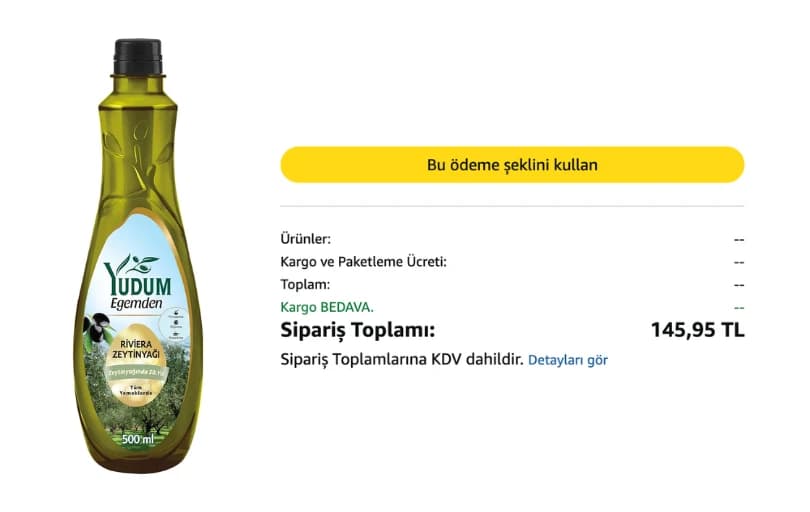 Yudum Egemden Riviera Zeytinyağı Pet 500 Ml 145,95₺ (kargo Bedava)