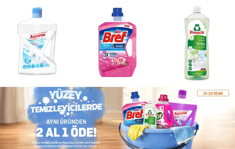 Yüzey Temizleyicilerinde Aynı Üründen 2 Al 1 Öde