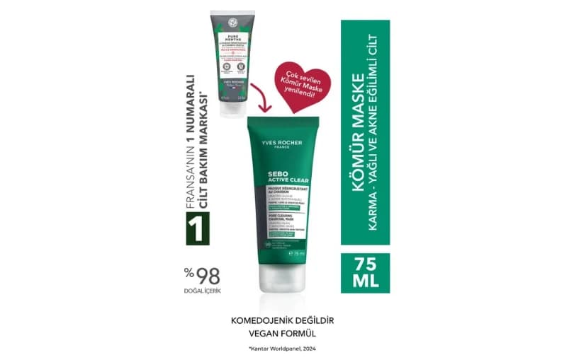 Yves Rocher Arındırıcı Siyah Nokta Karşıtı Kömür Maske 75ml 509tl (6 Ayın En Düşük Fiyatı)