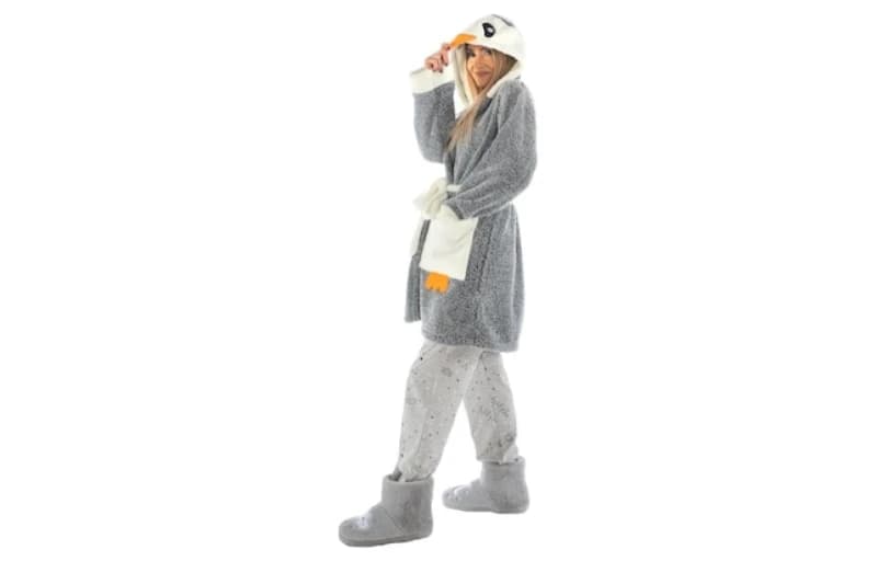 Zeynep Tekstil Penguen Nakışlı Kapşonlu Wellsoft Bornoz 299 TL